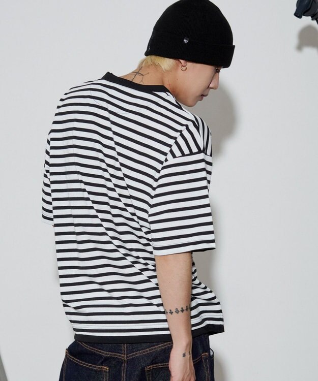 WEGO 【ユニセックス着用ITEM】キーネックフェイクレイヤードT（SS） ブラックボーダー