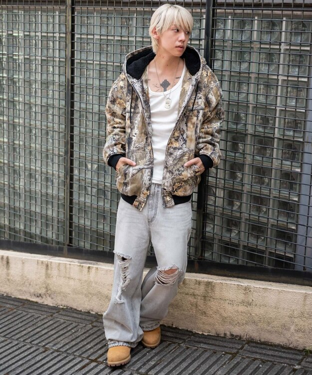 WEGO 【ユニセックス着用ITEM/MLサイズ展開】ワーカーズボアフードブルゾン 柄1