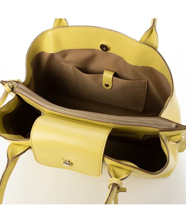 UNBILLION perche ゴートユーティリティヒネリかぶせA4トート イエロー