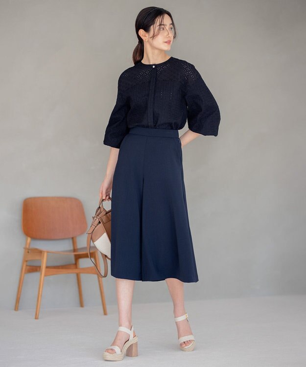 組曲 【洗える】ライトツイルストレッチ パンツ ネイビー系