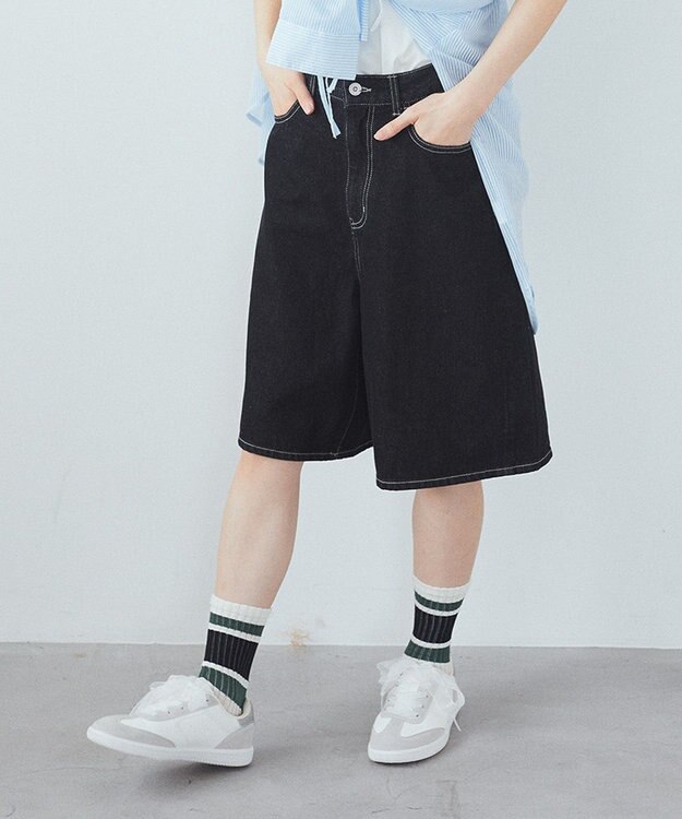 earth music&ecology デニムハーフパンツ Black