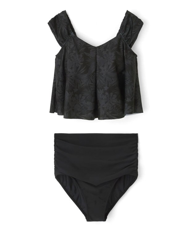 San-ai Resort（三愛水着楽園） プリントワンピ見えビキニ　9M・11L　【San-ai Resort（サンアイリゾート）】 ブラック