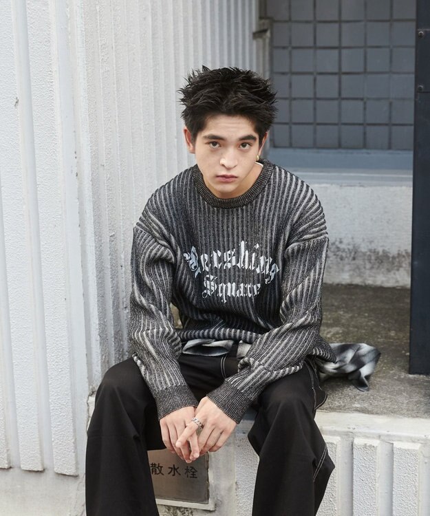 WEGO ヴィンテージライクグラフィックプルオーバー ブラック