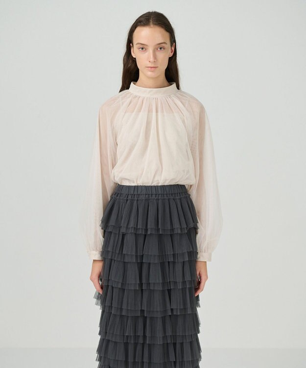 GRACE CONTINENTAL チュールハイネックトップ キナリ
