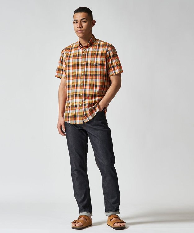 J.PRESS MEN インドマドラスチェックシャツ ライトオレンジ系3