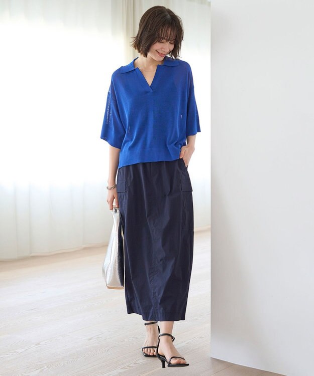 UNFILO フロスティコットン スキッパーニット ブルー