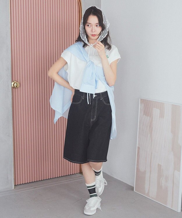 earth music&ecology デニムハーフパンツ Black