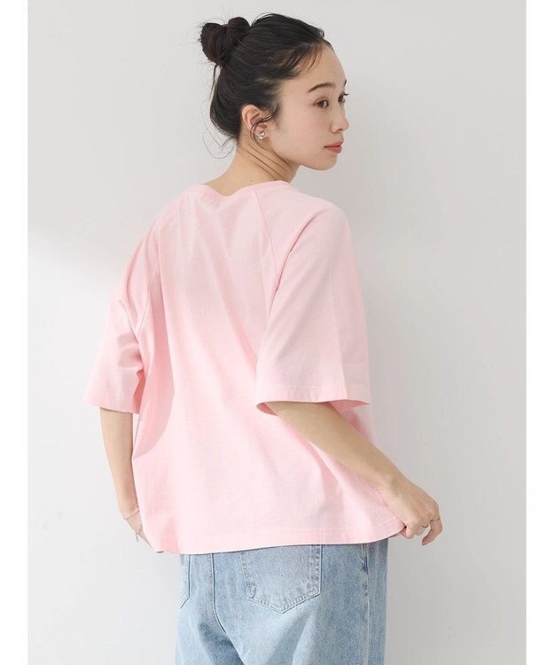 earth music&ecology ラメ刺繍ハートロゴＴ Pink