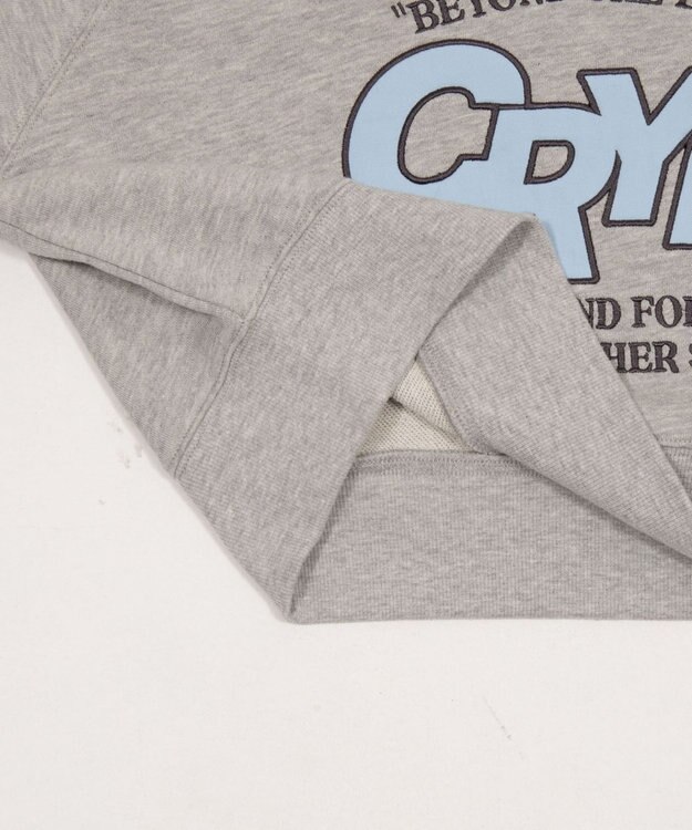 WEGO 襟付きグラフィックショートスウェット 杢グレー