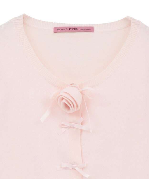 Maison de FLEUR ローズニットカーディガン Light Pink