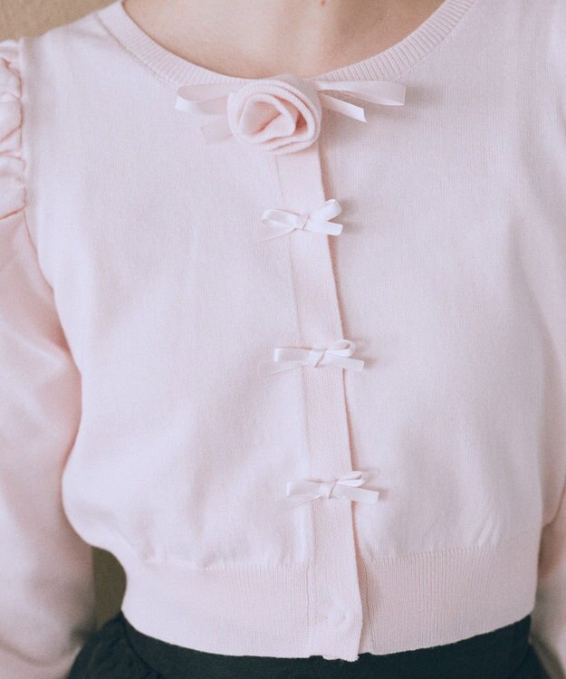 Maison de FLEUR ローズニットカーディガン Light Pink