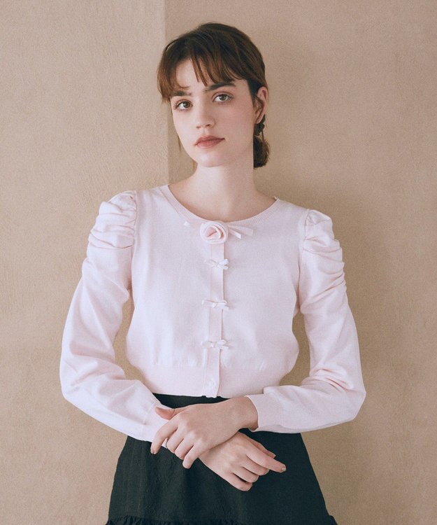 Maison de FLEUR ローズニットカーディガン Light Pink