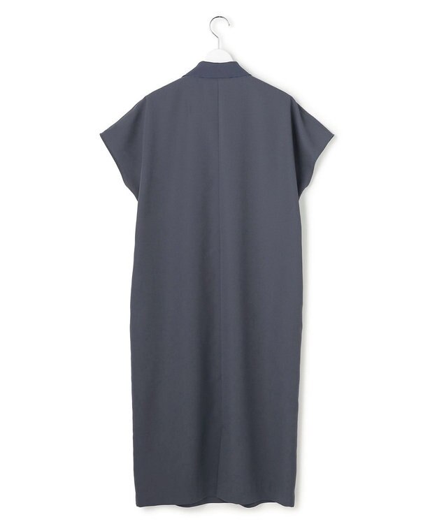 ICB 【先行予約・WEB限定】FluidBackSatin ニット衿シャツワンピース ダルブルー