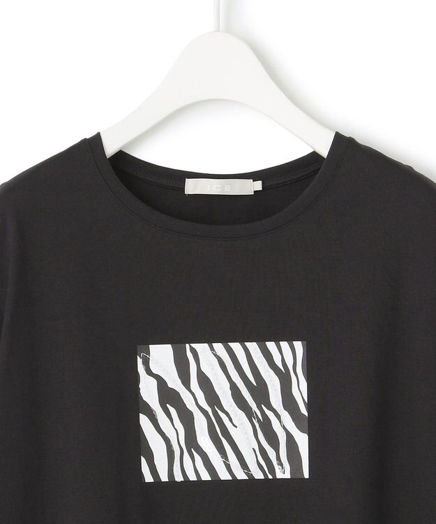 ICB L 【接触冷感・UVケア・洗える】ゼブラ柄 TEE ブラック系