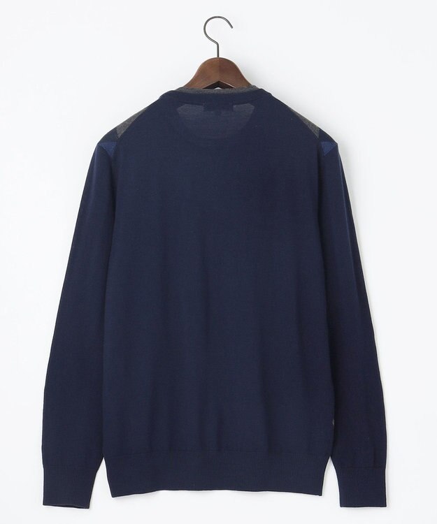 JOSEPH ABBOUD 【滑らかな肌触り/洗える】 エクストラファインメリノアーガイルクルーネック  ニット ネイビー系7