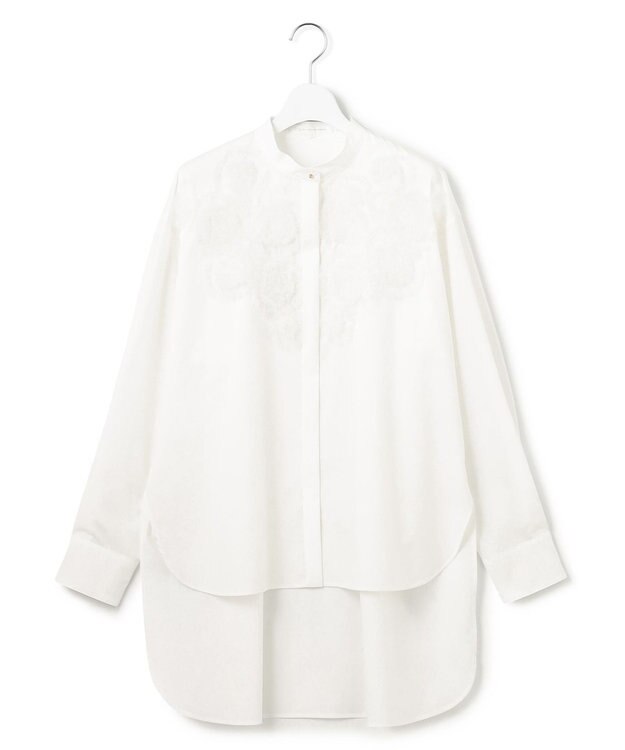 23区 S 【GOLD LABEL】ライトタフタ チュール刺繍 シャツ ホワイト系