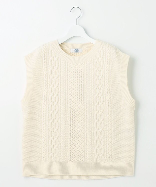 J.PRESS LADIES 【洗える】アラン ニットベスト ホワイト系