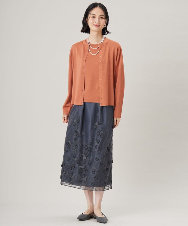 自由区 【アンサンブル対応・洗える】アセテートコットン カーディガン レッド