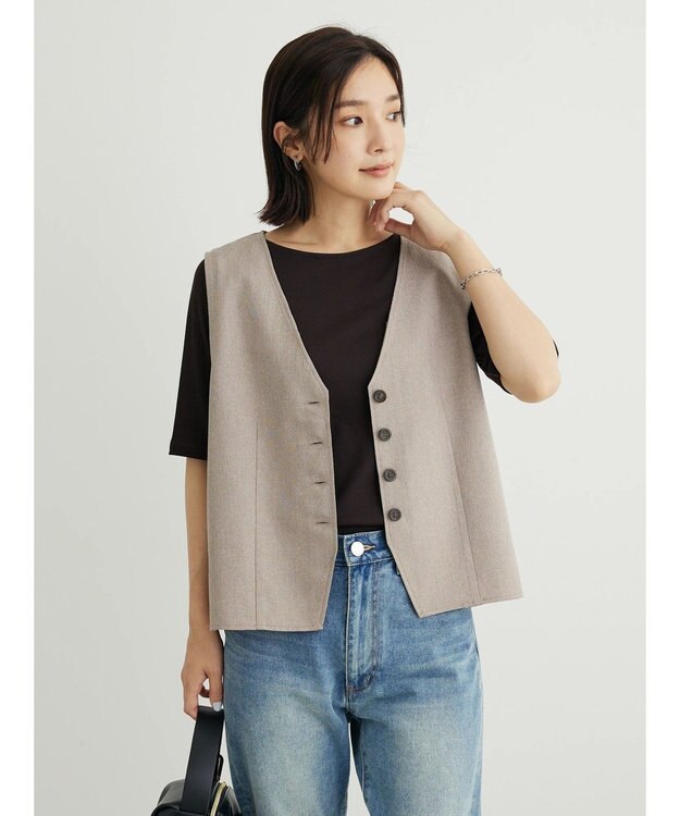 Green Parks ヘリンボーンベスト Brown