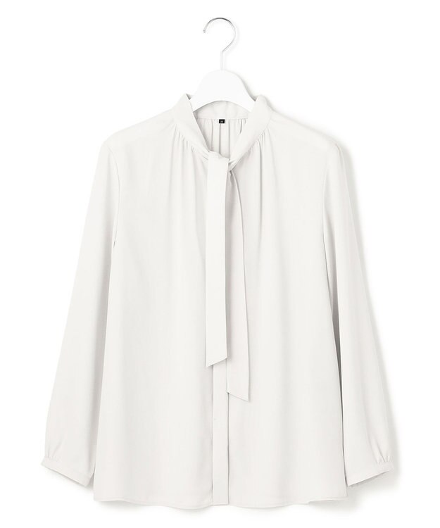 23区 S 【洗える】バックサテンアムンゼン ボウタイ ブラウス ライトグレー系