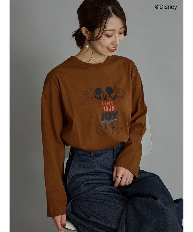 Te chichi 【Disney】ミッキー/配色ロゴロンT ブラウン