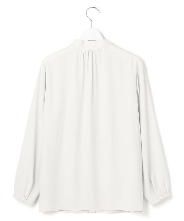 23区 S 【洗える】バックサテンアムンゼン ボウタイ ブラウス ライトグレー系