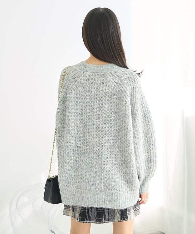 earth music&ecology ふわふわＭＩＸヤーンカーディガン Light Gray