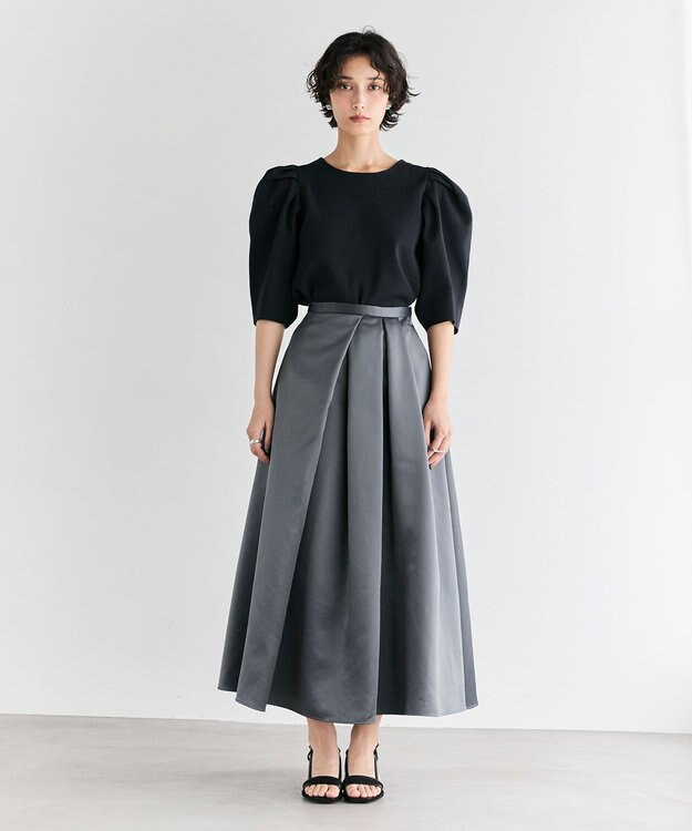 #Newans ヘビーサテンフレアースカート グレー