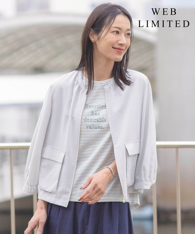 J.PRESS LADIES L 【WEB限定・洗える】ボイルドワッシャー ブルゾン ライトグレー系