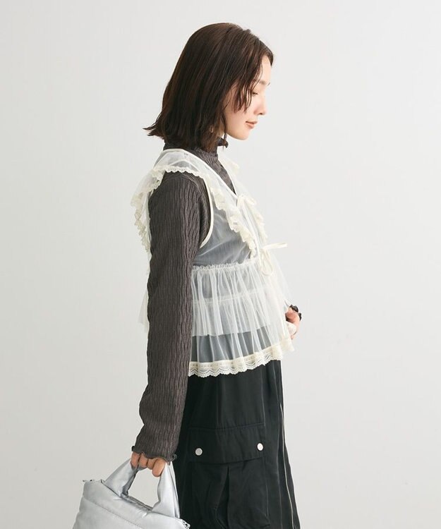 Green Parks ・ＥＬＥＮＣＡＲＥ　ＤＵＥ　チュールラッフルベスト Ivory