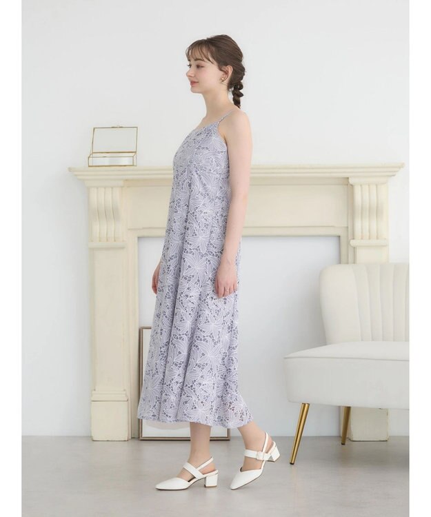 earth music&ecology ＳＥＴ２点　シアーブラウス＋レースキャミワンピース Lavender