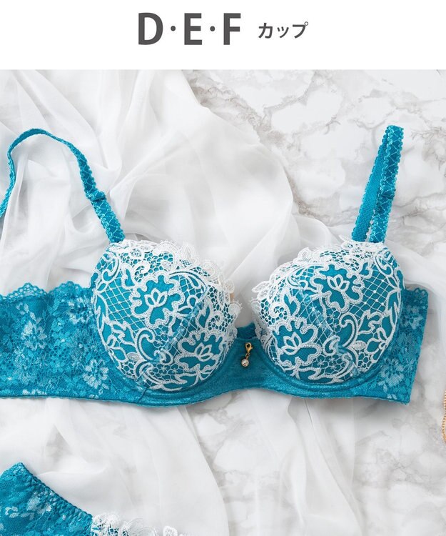 Wing Wing Lesiage　【2710シリーズ】ブラジャー　クチュール感あふれる贅沢な総レース　ウイング／ワコール　PB2710 ターコイズ