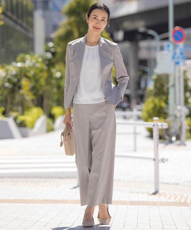 J.PRESS LADIES L シアーストライプ カットソー ホワイト系1