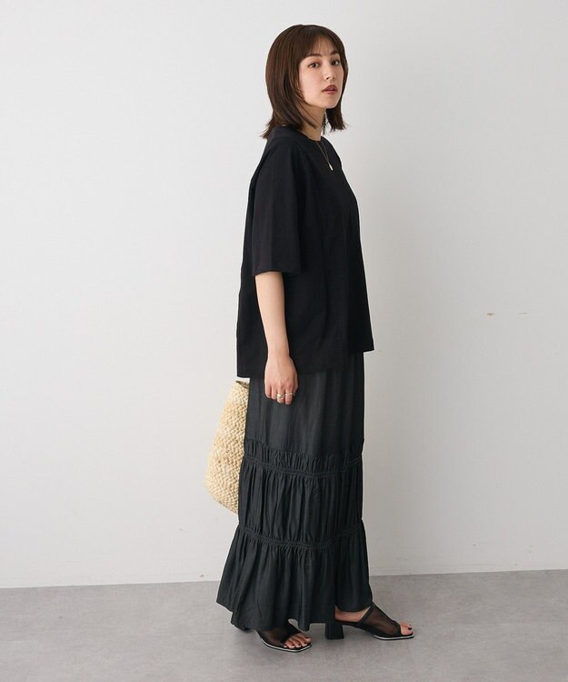 CRAFT STANDARD BOUTIQUE カットクレープワイドキリカエTシャツ Black