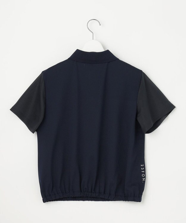 23区GOLF 【23Fondation/WOMEN】シアー袖 ニットポロ ネイビー系