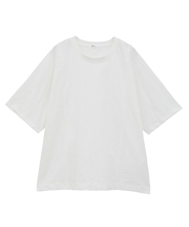 CRAFT STANDARD BOUTIQUE カットクレープワイドキリカエTシャツ White