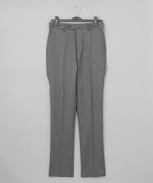 GOTAIRIKU 【御幸毛織】ドライスピナーツイルストレッチスーツ_グレーストライプ ライトグレー系1