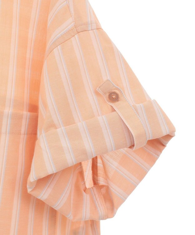 Green Parks 綿麻混５分袖ターンバックシャツ Orange