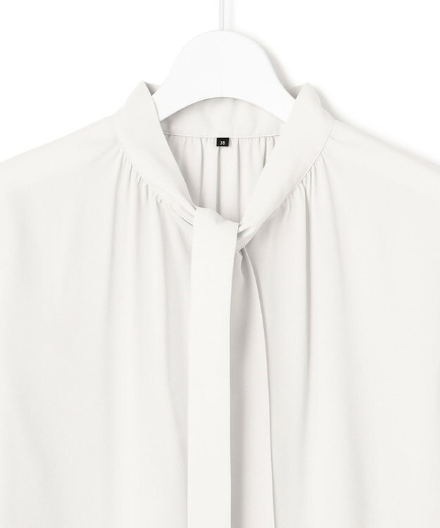 23区 S 【洗える】バックサテンアムンゼン ボウタイ ブラウス ライトグレー系