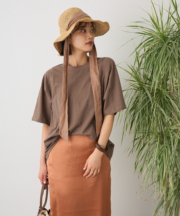 CRAFT STANDARD BOUTIQUE カットクレープワイドキリカエTシャツ Brown