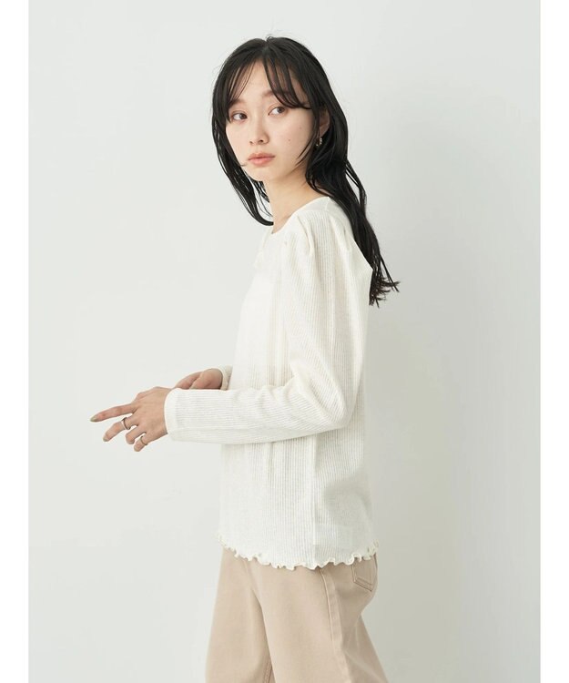 earth music&ecology パフスリーブクレープリブインナー Off White