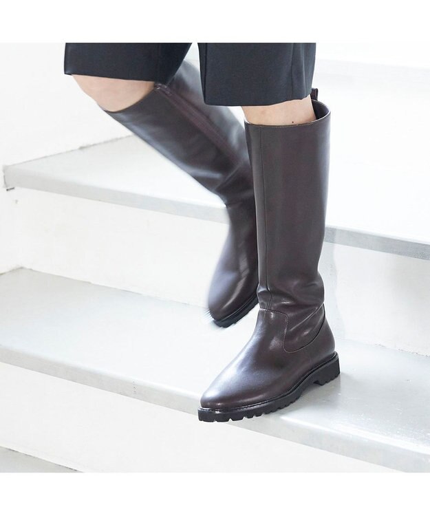 MODE ET JACOMO <carino>【レイン対応】タンクソールロングブーツ ダークブラウン