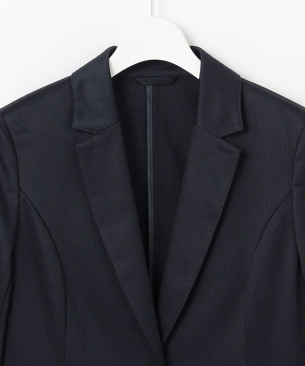 J.PRESS LADIES L 【洗える・吸水速乾】セオアルファピケストライプ テーラード ジャケット ネイビー系