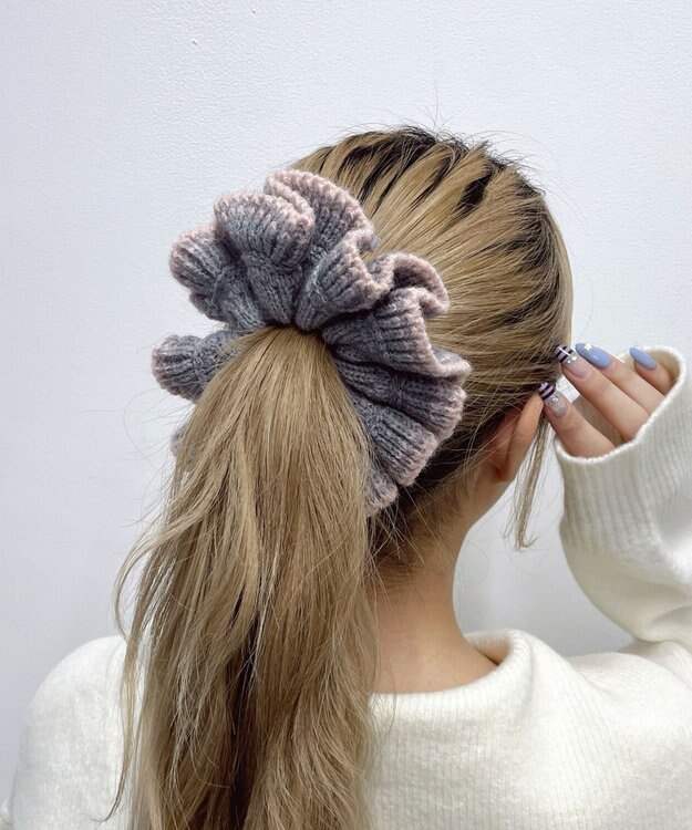 WEGO Lパイピングニットシュシュ ライトグレー