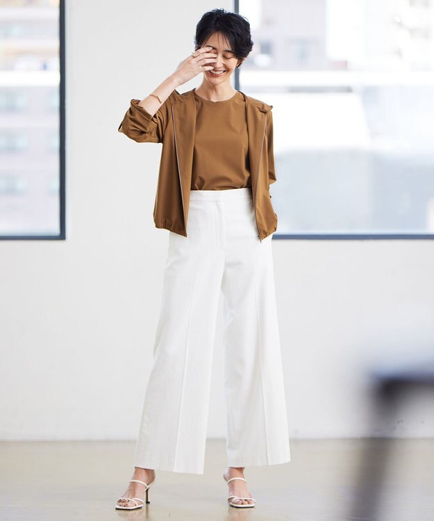 ICB 【洗える】 シェルタリングドライオックス ワイドパンツ オフホワイト系