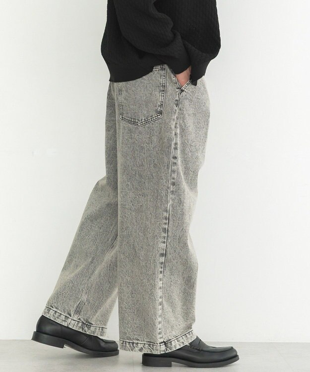 CRAFT STANDARD BOUTIQUE ハイブリーチケミカル加工デニムワイドパンツ Black