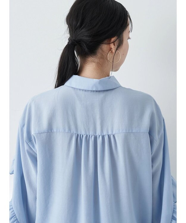 earth music&ecology フリルスリーブシャツ Sax