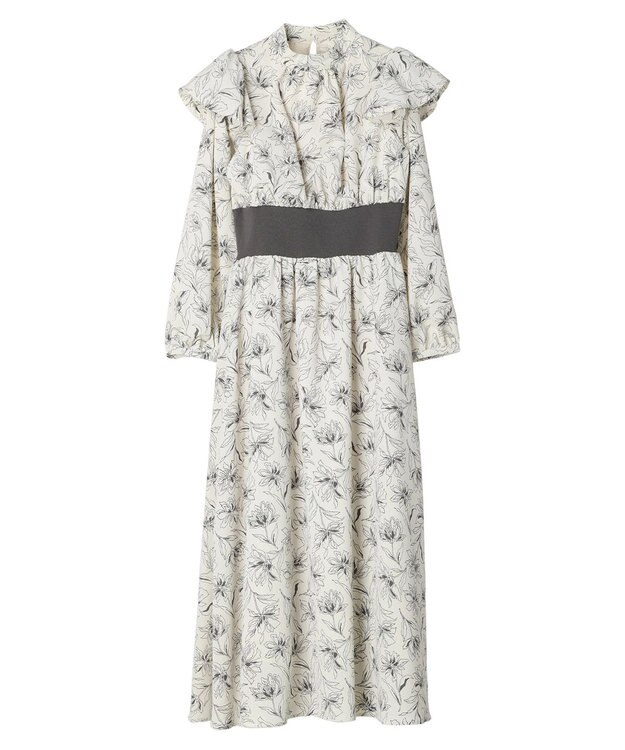 earth music&ecology リブドッキングフラワーワンピース Ivory