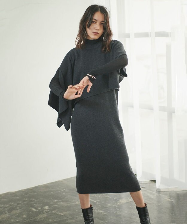 #Newans 【洗える】コットンウールニットセットアップ ブラック系