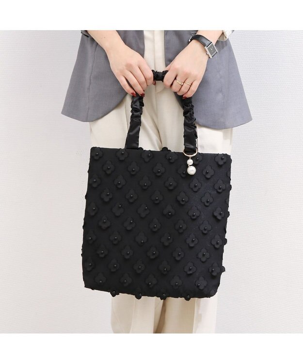UNBILLION カシュカシュ cachecache / 3Dフラワー刺繍トート ブラック